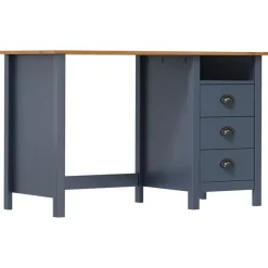 vidaXL Schreibtisch Hill mit 3 Schubladen Grau 120x50x74cm Kiefernholz