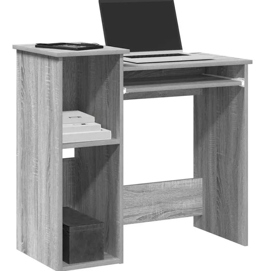 vidaXL Schreibtisch mit Regal Grau Sonoma 84x40x78 cm Holzwerkstoff