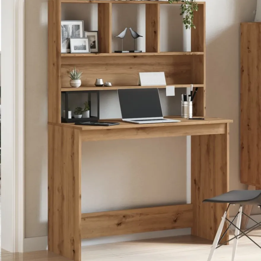 vidaXL Schreibtisch mit Regal Artisan-Eiche 102x45x148cm Holzwerkstoff