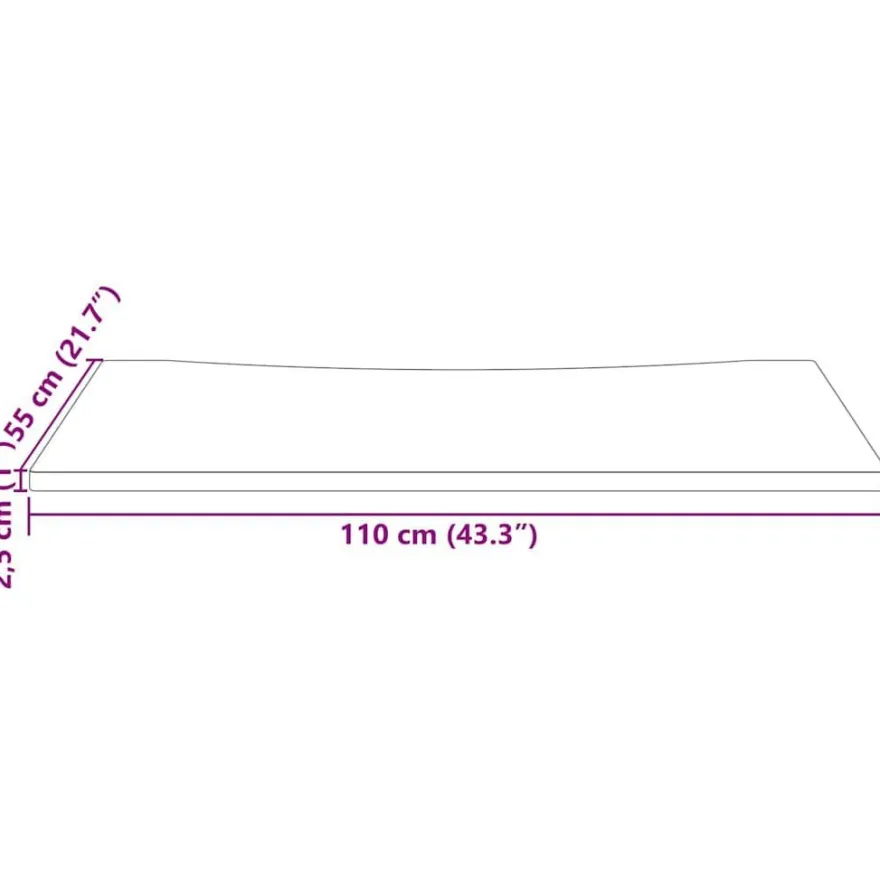 vidaXL Schreibtischplatte Weiß 110x55x2,5 cm Massivholz Kiefer