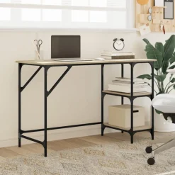 vidaXL Schreibtisch Sonoma-Eiche 120x50x75 cm Metall Holzwerkstoff