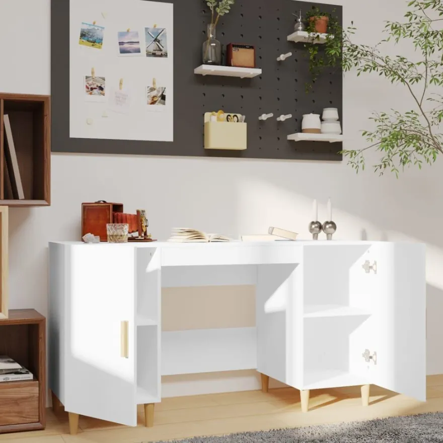 vidaXL Schreibtisch Weiß 140x50x75 cm Holzwerkstoff