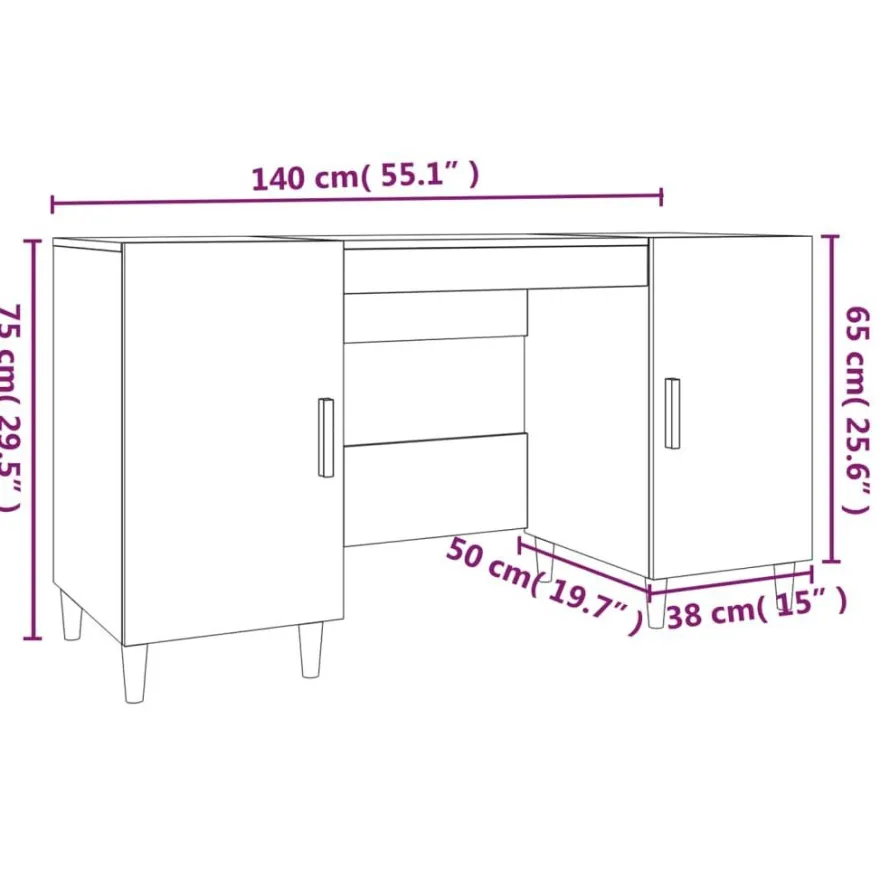 vidaXL Schreibtisch Weiß 140x50x75 cm Holzwerkstoff