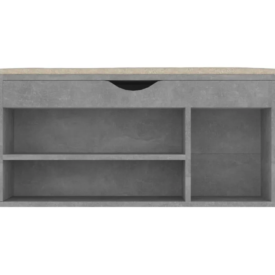 vidaXL Schuhbank mit Kissen Betongrau 104x30x49 cm Holzwerkstoff