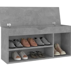 vidaXL Schuhbank mit Kissen Betongrau 104x30x49 cm Holzwerkstoff