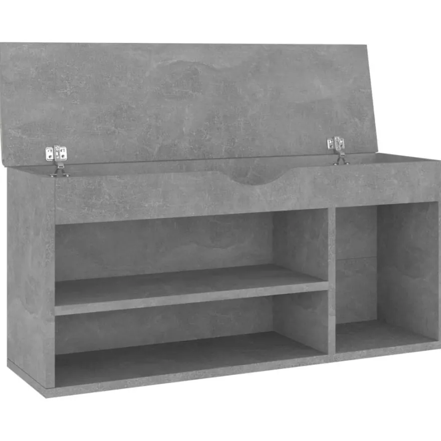vidaXL Schuhbank mit Kissen Betongrau 104x30x49 cm Holzwerkstoff