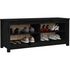 vidaXL Schuhbank Schwarz 110x38x45,5 cm Massivholz Kiefer