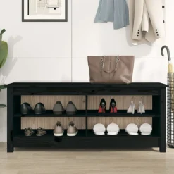 vidaXL Schuhbank Schwarz 110x38x45,5 cm Massivholz Kiefer
