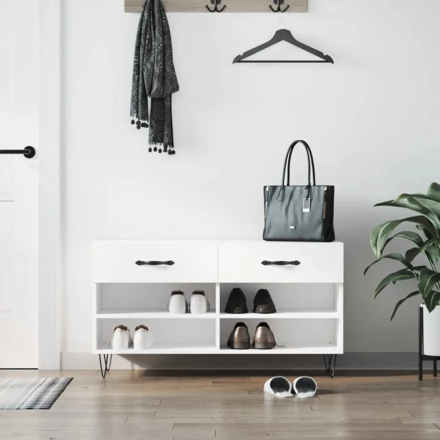 vidaXL Schuhbank Weiß 102x35x55 cm Holzwerkstoff