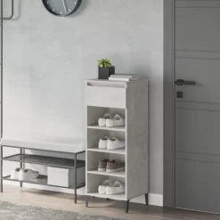 vidaXL Schuhregal Betongrau 40x36x105 cm Holzwerkstoff