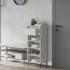 vidaXL Schuhregal Betongrau 40x36x105 cm Holzwerkstoff