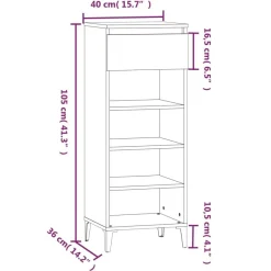 vidaXL Schuhregal Betongrau 40x36x105 cm Holzwerkstoff