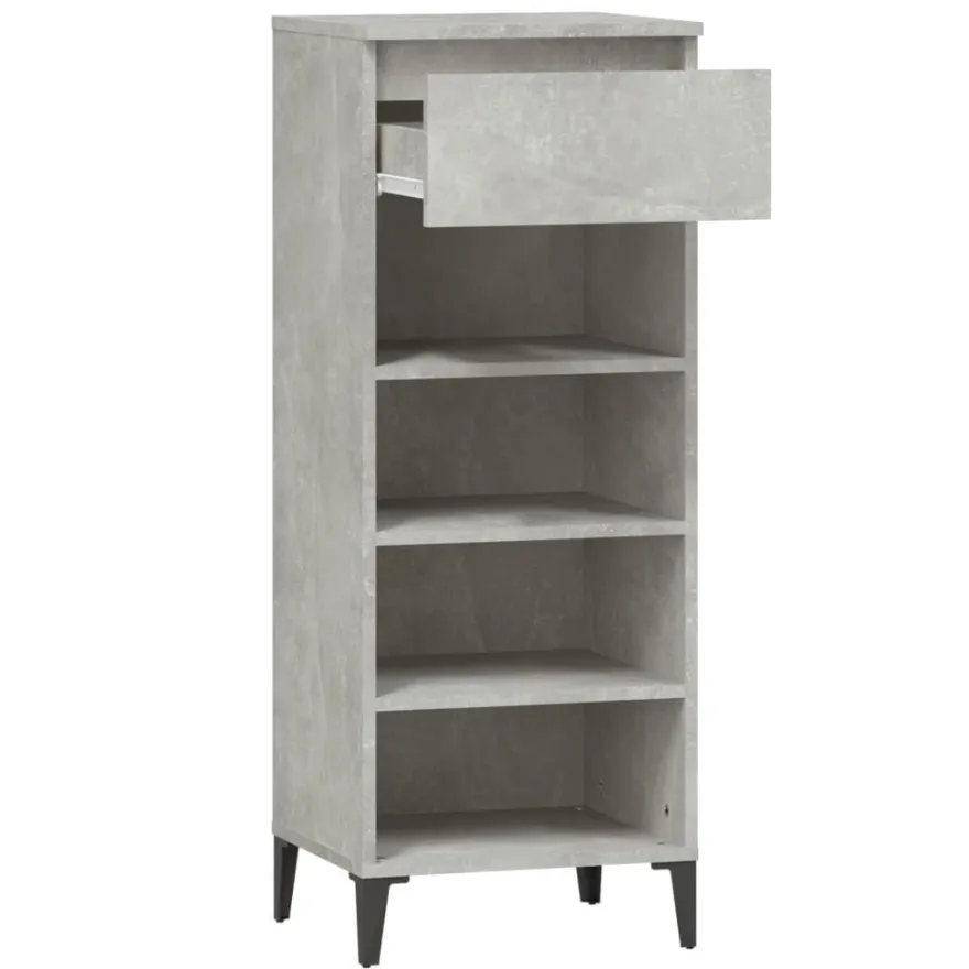 vidaXL Schuhregal Betongrau 40x36x105 cm Holzwerkstoff