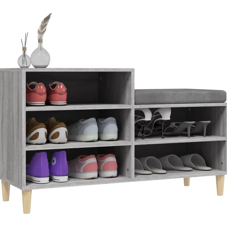 vidaXL Schuhregal Grau Sonoma 102x36x60 cm Holzwerkstoff