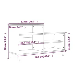 vidaXL Schuhregal Grau Sonoma 102x36x60 cm Holzwerkstoff