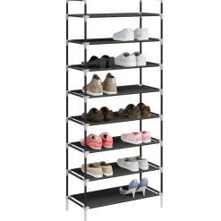 vidaXL Schuhregal mit 8 Ablagen Metall und Vliesstoff Schwarz