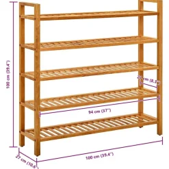 vidaXL Schuhregal mit 5 Etagen 100x27x100 cm Massivholz Eiche