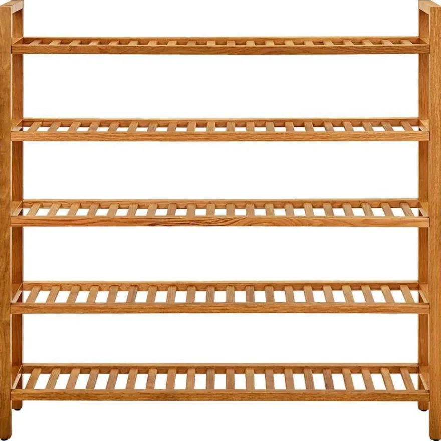 vidaXL Schuhregal mit 5 Etagen 100x27x100 cm Massivholz Eiche
