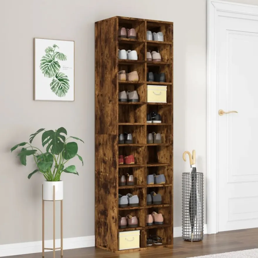 vidaXL Schuhregal Räuchereiche 54x34x183 cm Holzwerkstoff