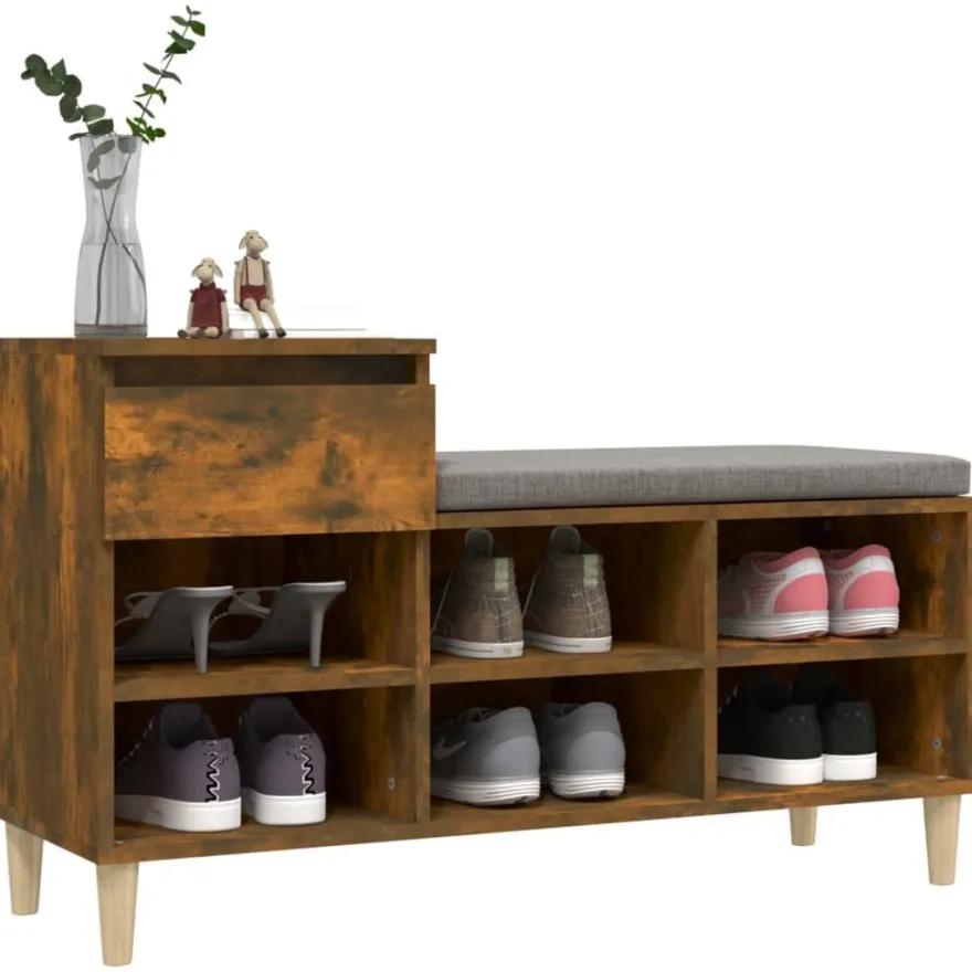 vidaXL Schuhregal Räuchereiche 102x36x60 cm Holzwerkstoff