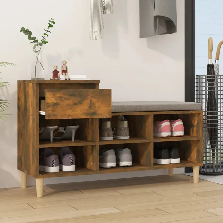 vidaXL Schuhregal Räuchereiche 102x36x60 cm Holzwerkstoff
