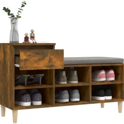 vidaXL Schuhregal Räuchereiche 102x36x60 cm Holzwerkstoff