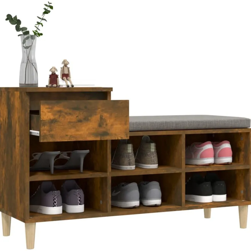 vidaXL Schuhregal Räuchereiche 102x36x60 cm Holzwerkstoff