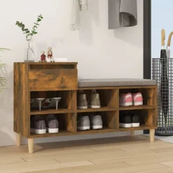 vidaXL Schuhregal Räuchereiche 102x36x60 cm Holzwerkstoff