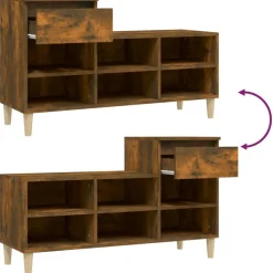 vidaXL Schuhregal Räuchereiche 102x36x60 cm Holzwerkstoff