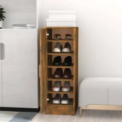 vidaXL Schuhregal Räuchereiche 32x35x92 cm Holzwerkstoff