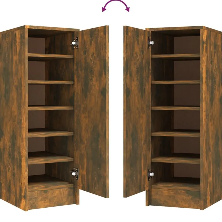 vidaXL Schuhregal Räuchereiche 32x35x92 cm Holzwerkstoff