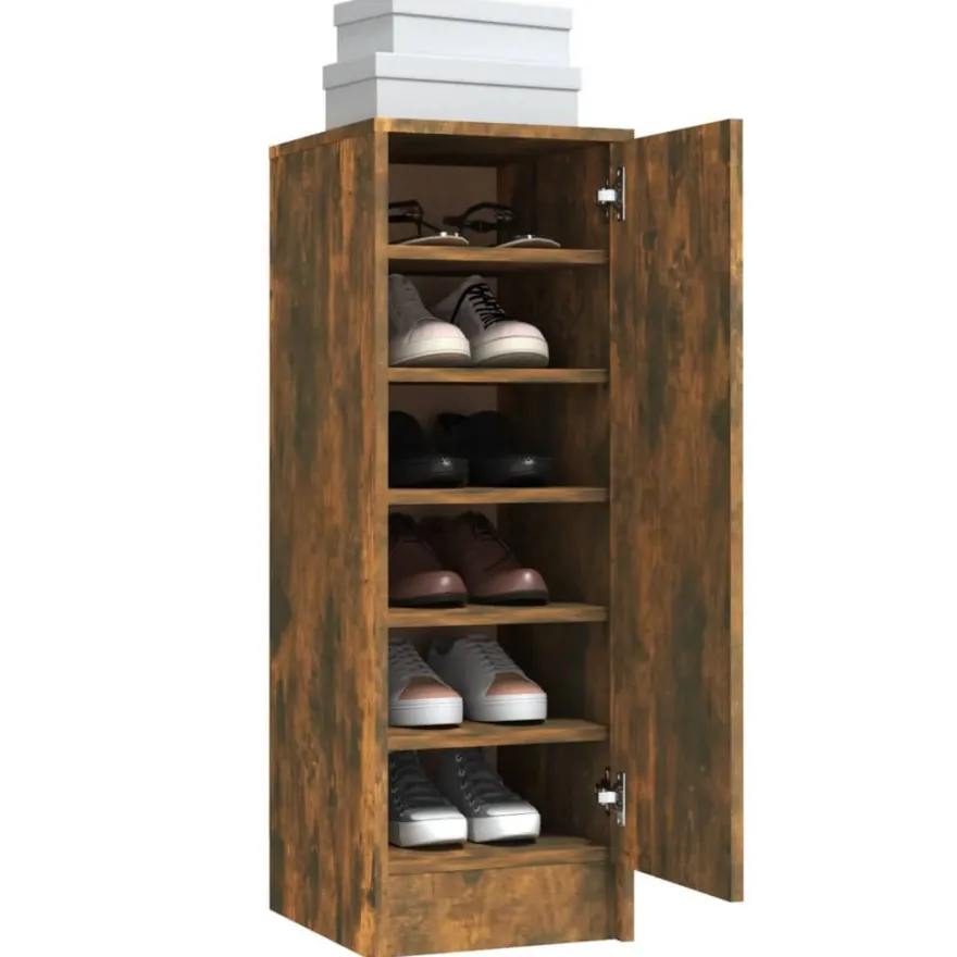 vidaXL Schuhregal Räuchereiche 32x35x92 cm Holzwerkstoff