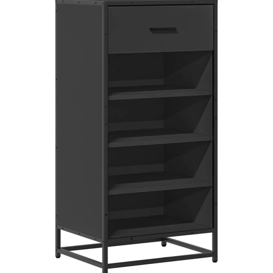 vidaXL Schuhregal Schwarz 48x38x97,5 cm Holzwerkstoff