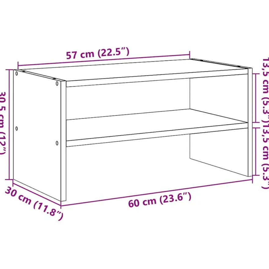vidaXL Schuhregal Stapelbar Betongrau 60x30x30,5 cm