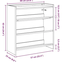 vidaXL Schuhregal Weiß 60x25x62 cm Holzwerkstoff