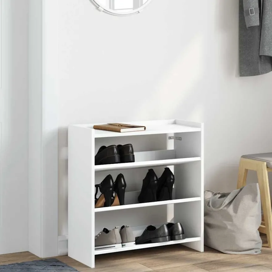 vidaXL Schuhregal Weiß 60x25x62 cm Holzwerkstoff