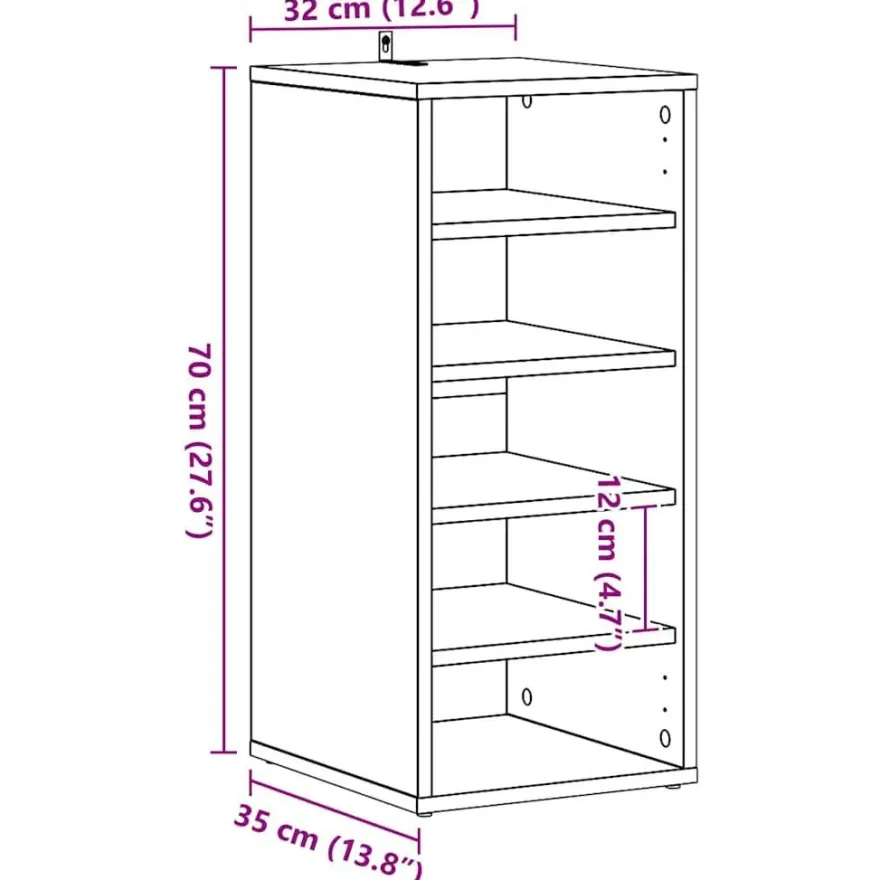 vidaXL Schuhschrank Altholz-Optik 32x35x70 cm Holzwerkstoff