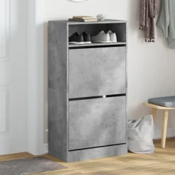 vidaXL Schuhschrank Betongrau 60x34x116 cm Holzwerkstoff