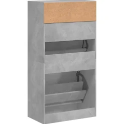 vidaXL Schuhschrank Betongrau 60x34x116 cm Holzwerkstoff