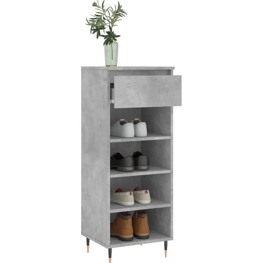 vidaXL Schuhschrank Betongrau 40x36x105 cm Holzwerkstoff