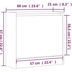 vidaXL Schuhschrank Betongrau 60x21x57 cm Holzwerkstoff