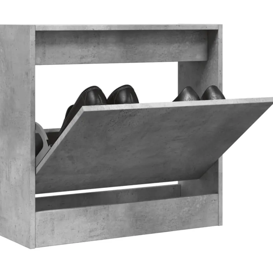 vidaXL Schuhschrank Betongrau 60x21x57 cm Holzwerkstoff