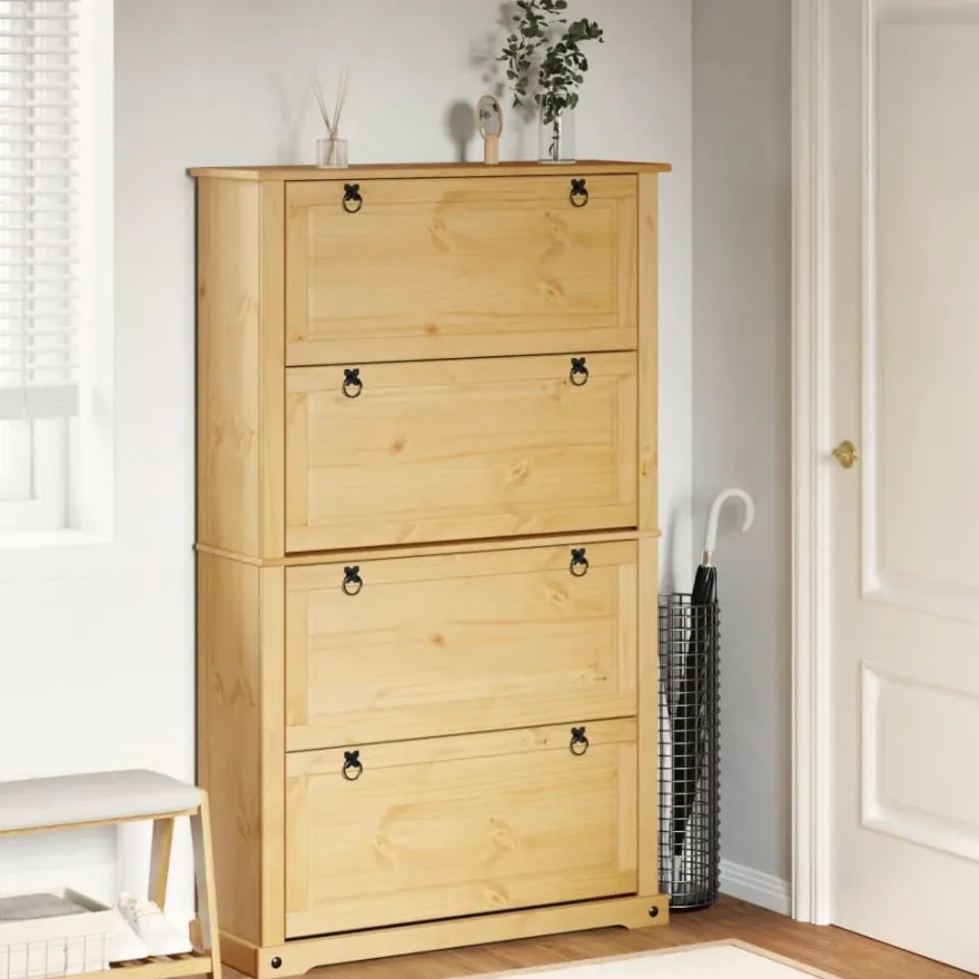 vidaXL Schuhschrank Corona 99x32x163,5 cm Massivholz Kiefer