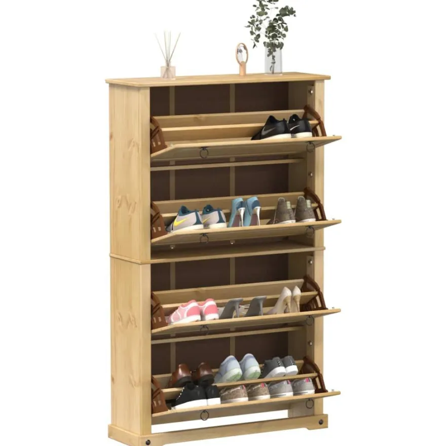 vidaXL Schuhschrank Corona 99x32x163,5 cm Massivholz Kiefer