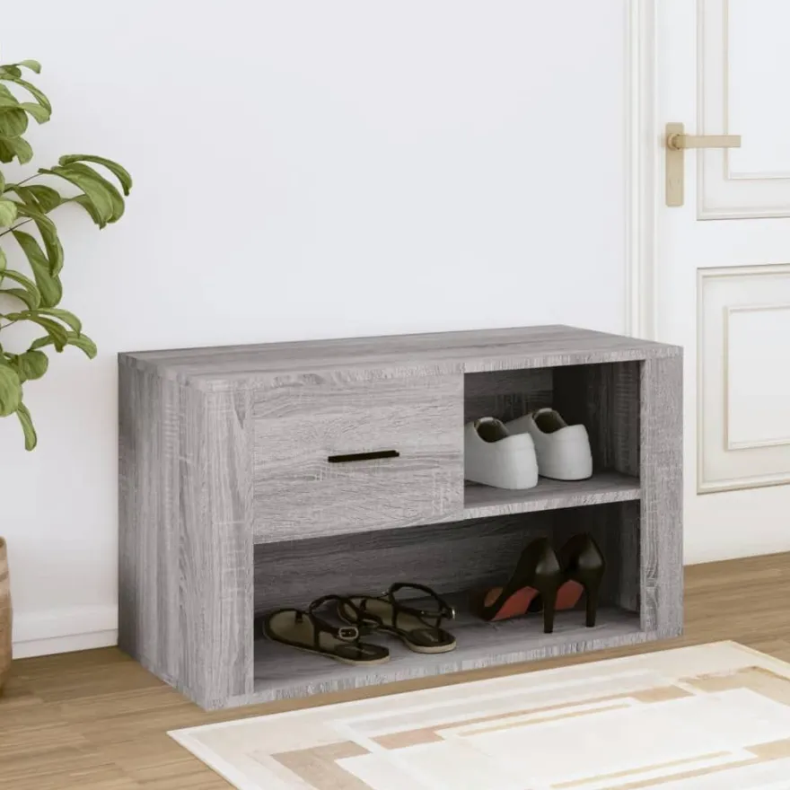 vidaXL Schuhschrank Grau Sonoma 80x35x45 cm Holzwerkstoff
