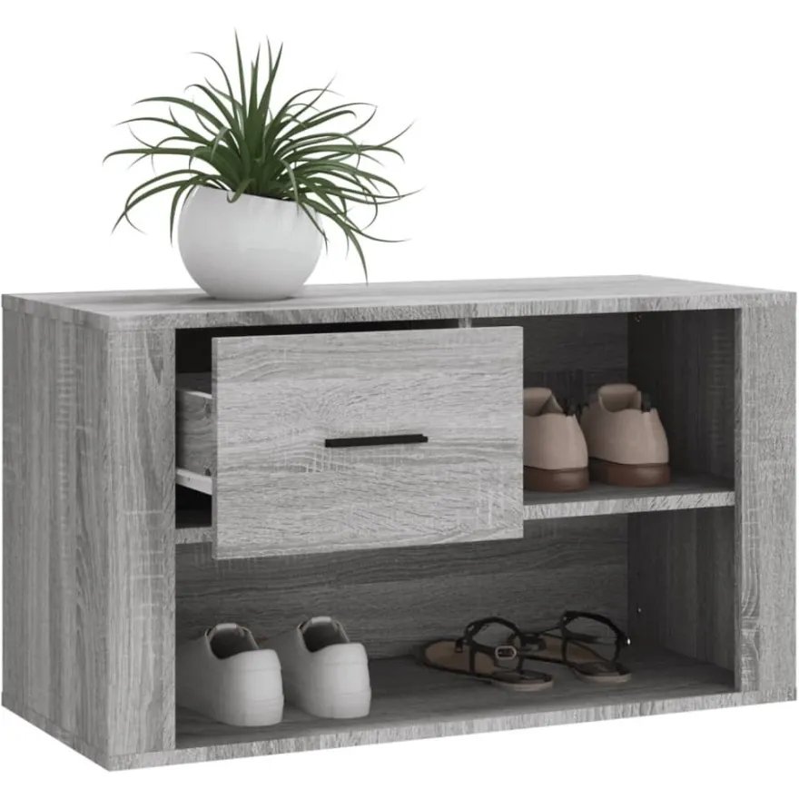 vidaXL Schuhschrank Grau Sonoma 80x35x45 cm Holzwerkstoff