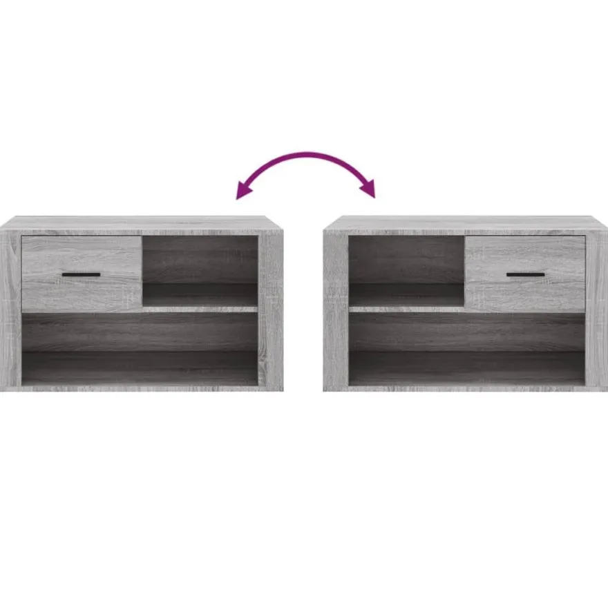 vidaXL Schuhschrank Grau Sonoma 80x35x45 cm Holzwerkstoff