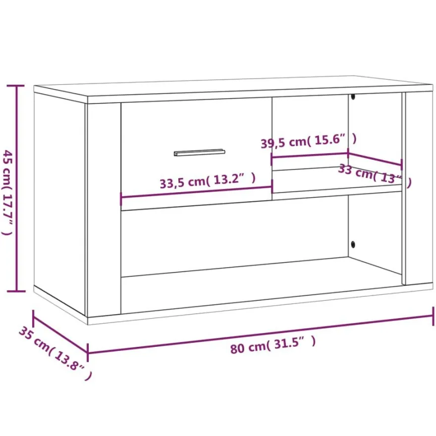 vidaXL Schuhschrank Grau Sonoma 80x35x45 cm Holzwerkstoff