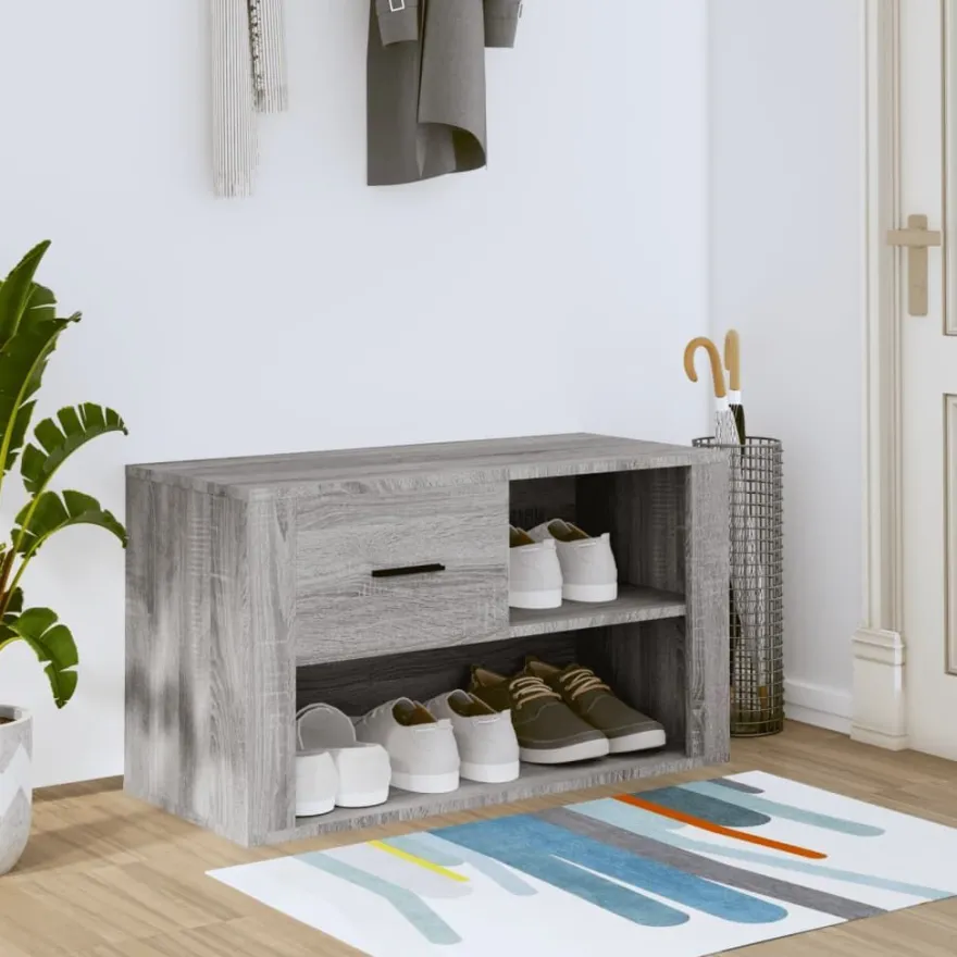 vidaXL Schuhschrank Grau Sonoma 80x35x45 cm Holzwerkstoff
