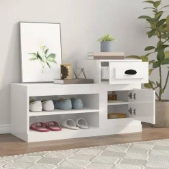 vidaXL Schuhschrank Hochglanz-Weiß 100x42x60 cm Holzwerkstoff
